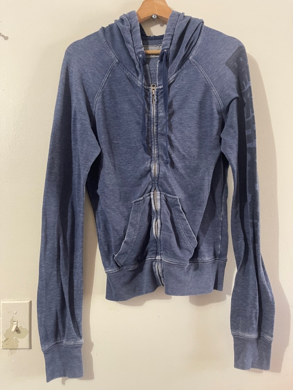 freecity Washed Blue Hooded Zip Sweater Vest